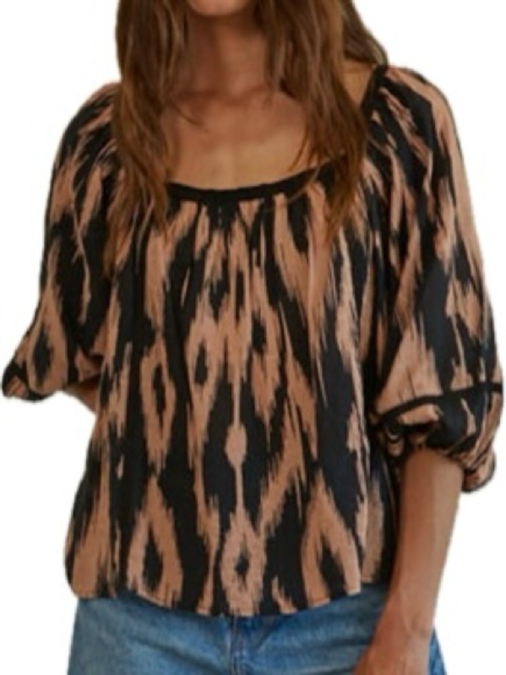 NWT By Together Coco Black Gauze Square Neck Boho Top S